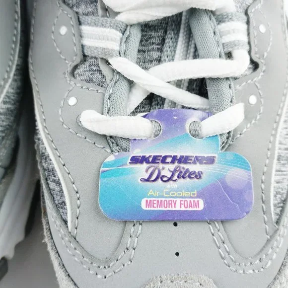 Skechers D'Lites Women's Size-7 Air-Cooled Memory Foam Gray Shoes 11936W - Picture 4 of 8